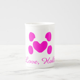 Hundeherz Pfote rosa Haustier Name Text Tier Katze Prozellantasse
