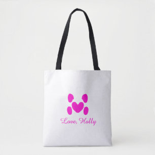 Hundeherz Pfote rosa Haustier Name Text Tier Katze Tasche