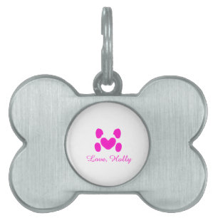 Hundeherz Pfote rosa Haustier Name Text Tier Katze Tiermarke