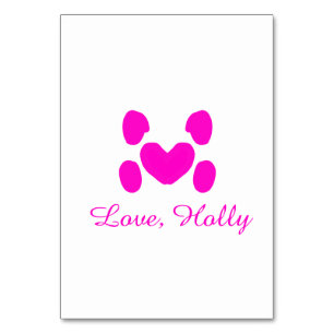 Hundeherz Pfote rosa Haustier Name Text Tier Katze Tischnummer