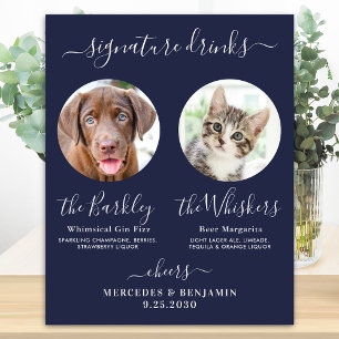Hundehochzeit Signature-Drinks Foto Navyblau Poster
