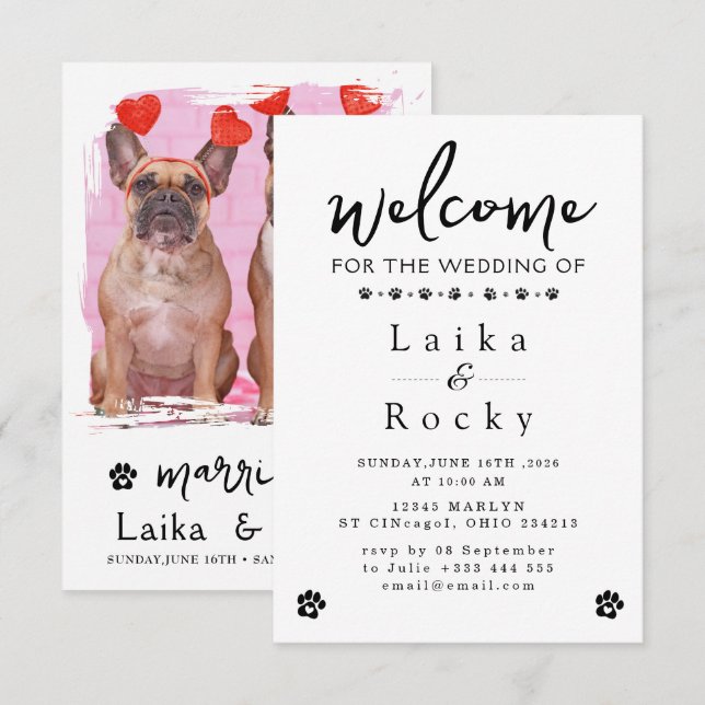 Hundehochzeits-Einladung Save The Date (Vorne/Hinten)