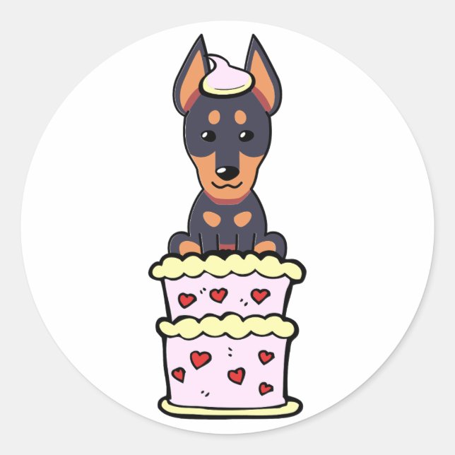 Hundehund, der aus einem Kuchen springt Runder Aufkleber (Vorderseite)
