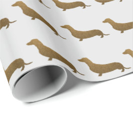 Hundeikone des Dackel-Imitat-Glitzer-| Geschenkpapier