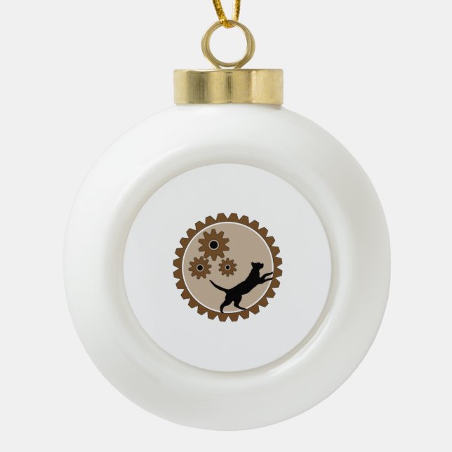 Hundekäfig mit Rädern Keramik Kugel-Ornament (Vorderseite)