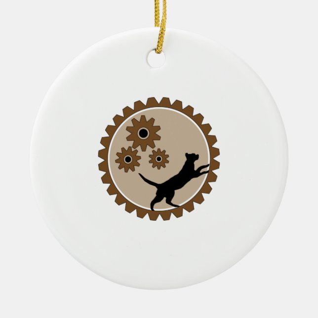 Hundekäfig mit Rädern Keramik Ornament (Vorne)