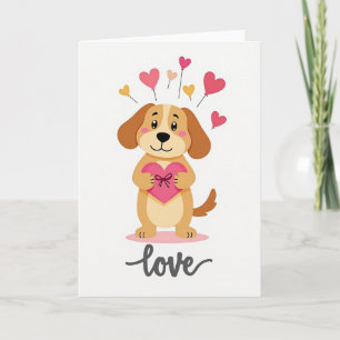Hundekarte mit Herzluftballon und Liebe Karte