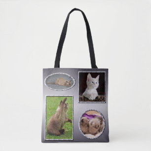 Hundekatze Vier Lieblings-Foto-Collage Tasche