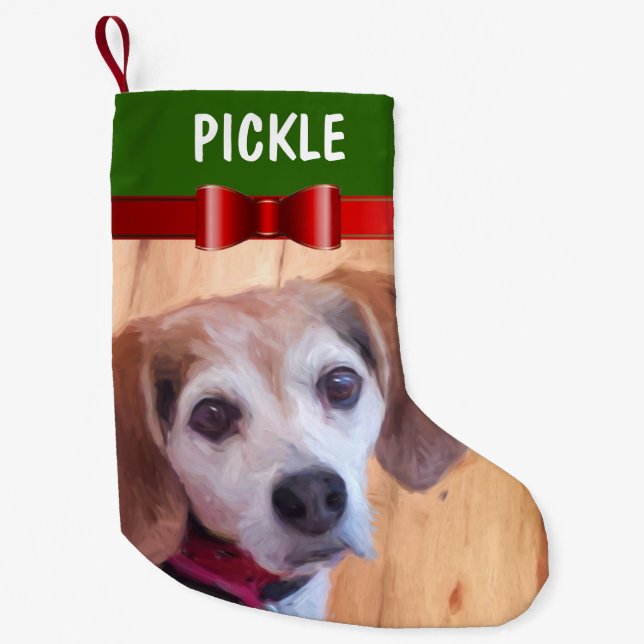 Hundekatzen-Haustier-roter Bogen-kundengerechtes Kleiner Weihnachtsstrumpf (Vorderseite)