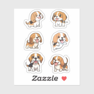 Hundeklebepackung mit niedlichem Beagle Aufkleber