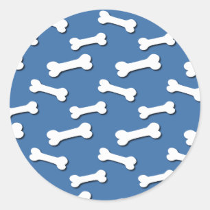 Hundeknochen-Muster-blauer Hintergrund V05 Runder Aufkleber