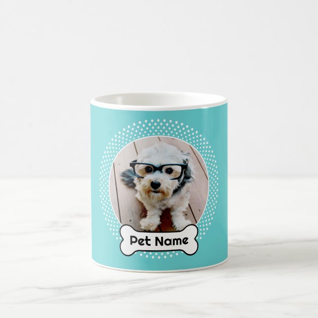Hundeknochen und Blue Polka Dot Foto Rahmen Kaffeetasse (Mittel)
