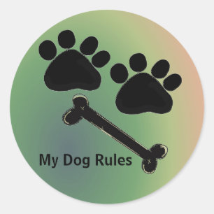 Hundeknochen und Pfoten Runder Aufkleber