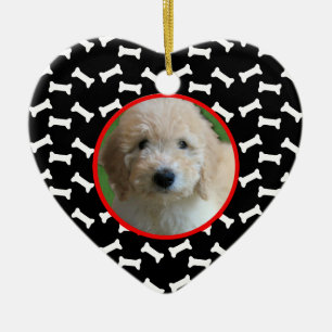 Hundeknochen-Weihnachts-Welpen-Bild Benutzerdefini Keramik Ornament
