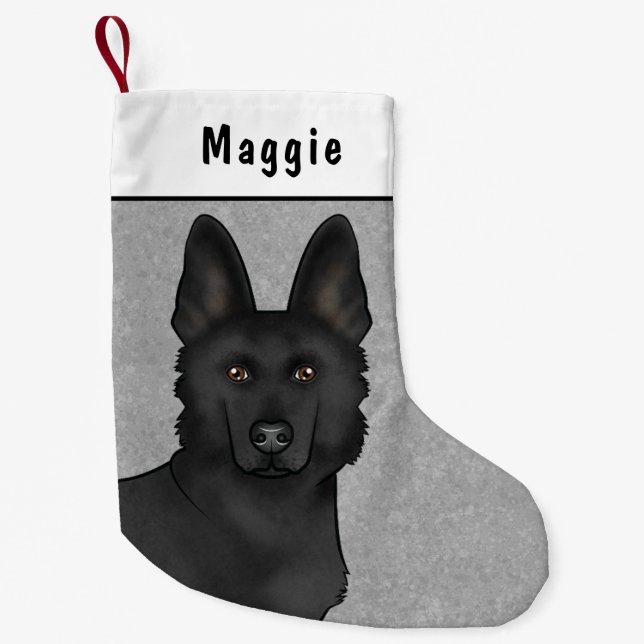 Hundekopf und Individuelle Name der Schwarzen Schä Kleiner Weihnachtsstrumpf (Vorderseite)