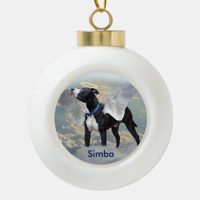 Hundekundenspezifische Keramik Kugel-Ornament (Vorderseite)