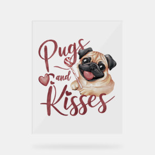 Hundekuss .Pugs & Kisses Watercolor Tee Acrylschild