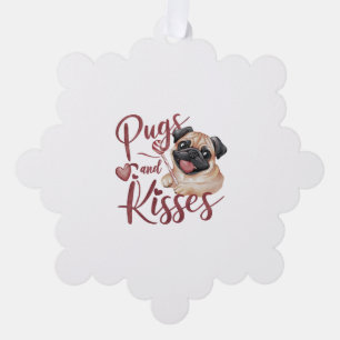 Hundekuss .Pugs & Kisses Watercolor Tee Ornament Karte