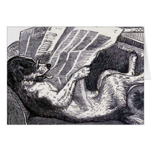 "Hundelesezeitungs-" Vintage Illustration