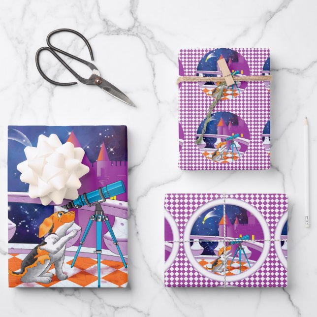 Hundeleskop Geschenkpapier Set (Vorderseite)