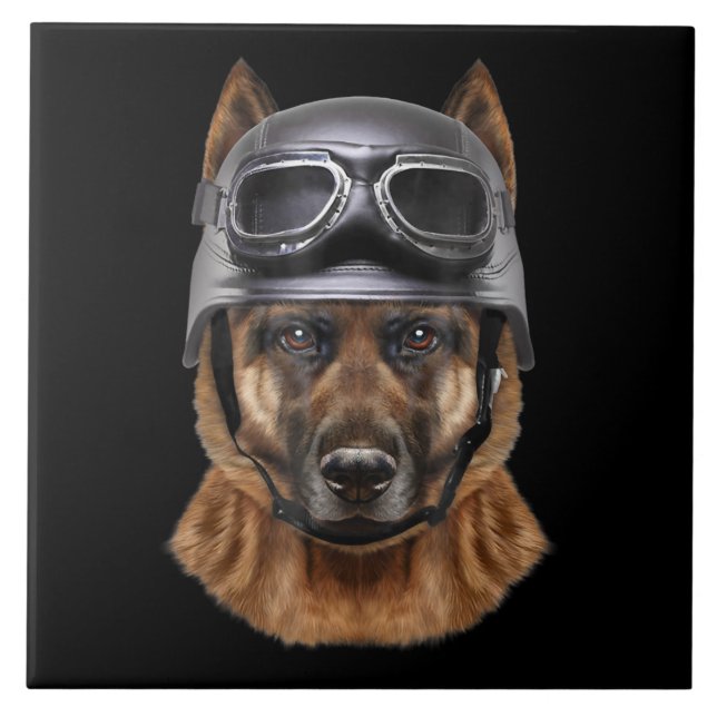 Hundelhund-Helm-Geschenk für Fahrradfahrer Fliese (Vorderseite)