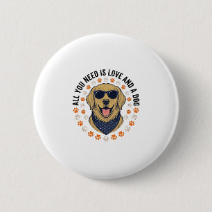 Hundeliebe Vintage Retriever Pfotenabdruck-Shirt-D Button