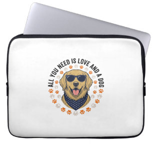 Hundeliebe Vintage Retriever Pfotenabdruck-Shirt-D Laptopschutzhülle
