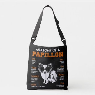Hundeliebhaber  Anatomie eines Papillon - Hundes Tragetaschen Mit Langen Trägern