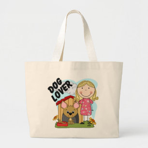 Hundeliebhaber-blonde Mädchen-T - Shirts und Jumbo Stoffbeutel