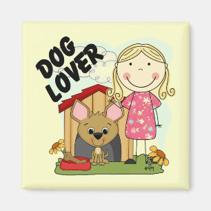 Hundeliebhaber-blonde Mädchen-T - Shirts und Magnet