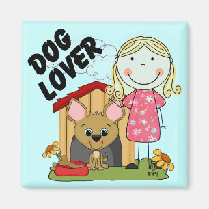 Hundeliebhaber-blonde Mädchen-T - Shirts und Magnet