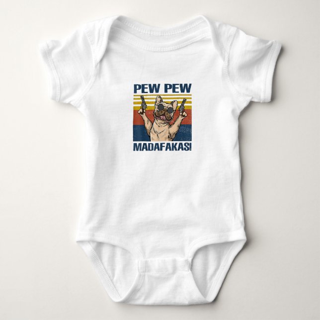 Hundeliebhaber| Bulldog-Pew Madafakas Baby Strampler (Vorderseite)