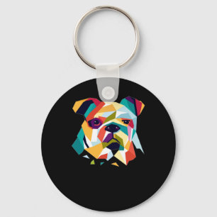 Hundeliebhaber   Bulldog Polygonal Abstrakt Graphi Schlüsselanhänger