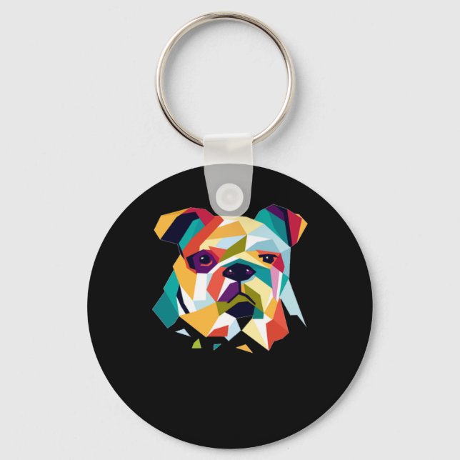 Hundeliebhaber | Bulldog Polygonal Abstrakt Graphi Schlüsselanhänger (Vorderseite)