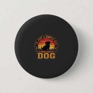 Hundeliebhaber Einfacher Mann Retro Sonnenuntergan Button