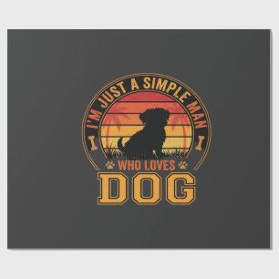 Hundeliebhaber Einfacher Mann Retro Sonnenuntergan Geschenkpapier