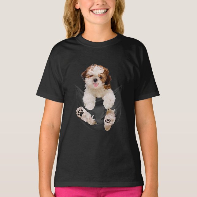 Hundeliebhaber geben Shih Tzu in Pocket Funny Hund T-Shirt (Vorderseite)
