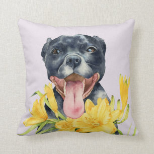 Hundeliebhaber, Pitbull-Hund, Aquarell Kissen