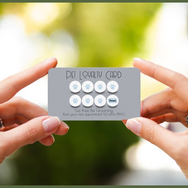 Hundeliebhaber Treue Visitenkarte (Reward returning customers with a free appointment, loyalty card in gray and baby blue)