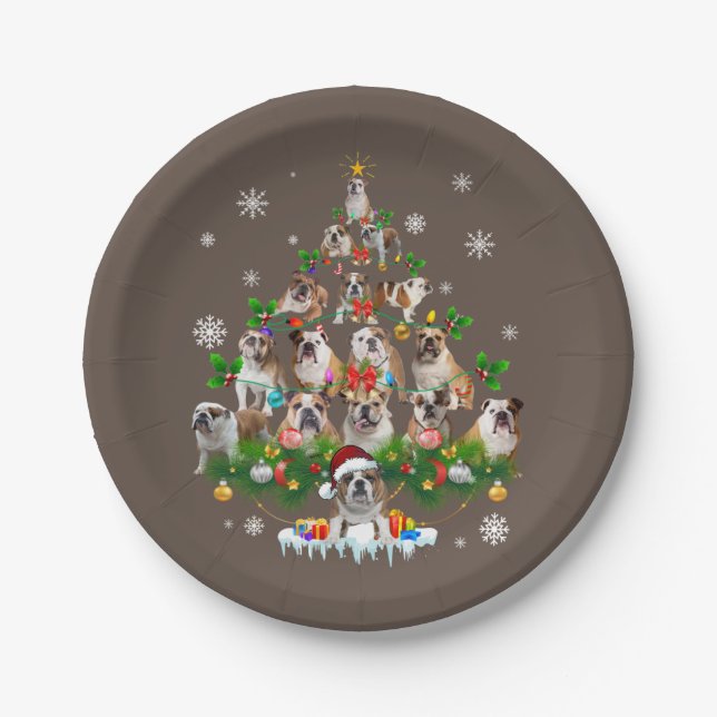 Hundeliebhaber| Weihnachtsbaumschmuck für Bulldots Pappteller (Vorderseite)