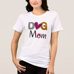 Hundemama Leopard Druck/Trendy Hunde Liebhaber Tri-Blend Shirt