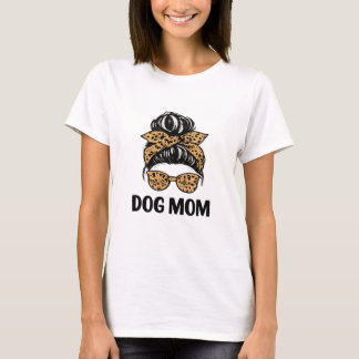 Hundemama Leopard Unordentlicher Dutt Design T-Shirt