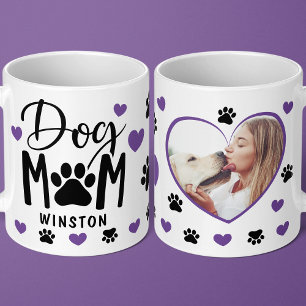 Hundemama Pfoten Purple Heart Personalisiertes Fot Kaffeetasse