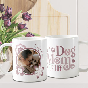Hundemama Retro Blumen Blassrosa Benutzerfoto  Kaffeetasse