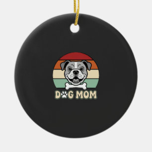 Hundemama Retro Bulldogge Vektor Keramik Ornament