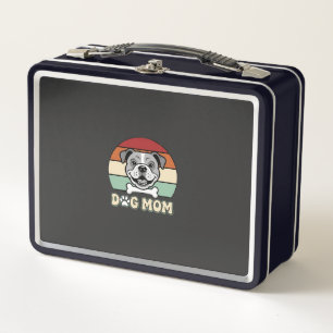 Hundemama Retro Bulldogge Vektor Metall Brotdose