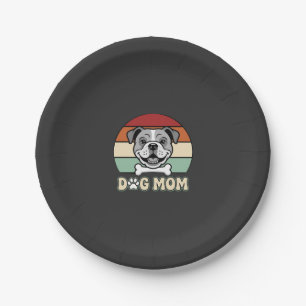 Hundemama Retro Bulldogge Vektor Pappteller