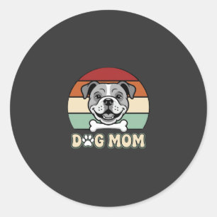 Hundemama Retro Bulldogge Vektor Runder Aufkleber