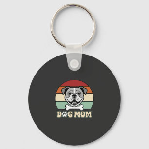 Hundemama Retro Bulldogge Vektor Schlüsselanhänger