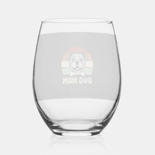 Hundemama Retro Bulldogge Vektor Weinglas Ohne Stiel